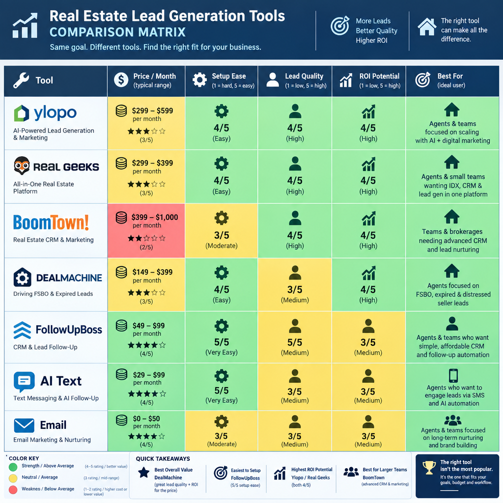 Real estate tools evaluation matrix and comparison