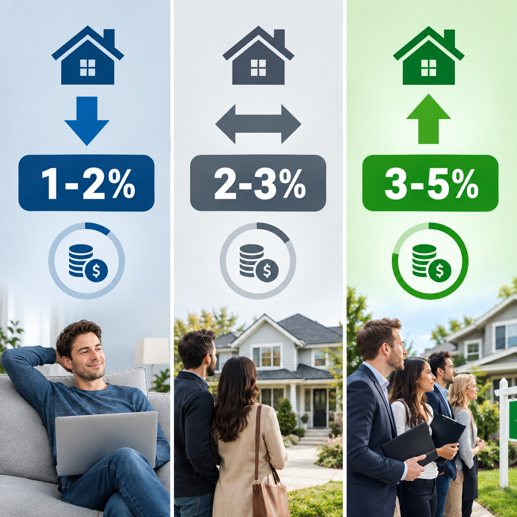 Comparison of earnest money percentages in buyer's, neutral, and seller's markets