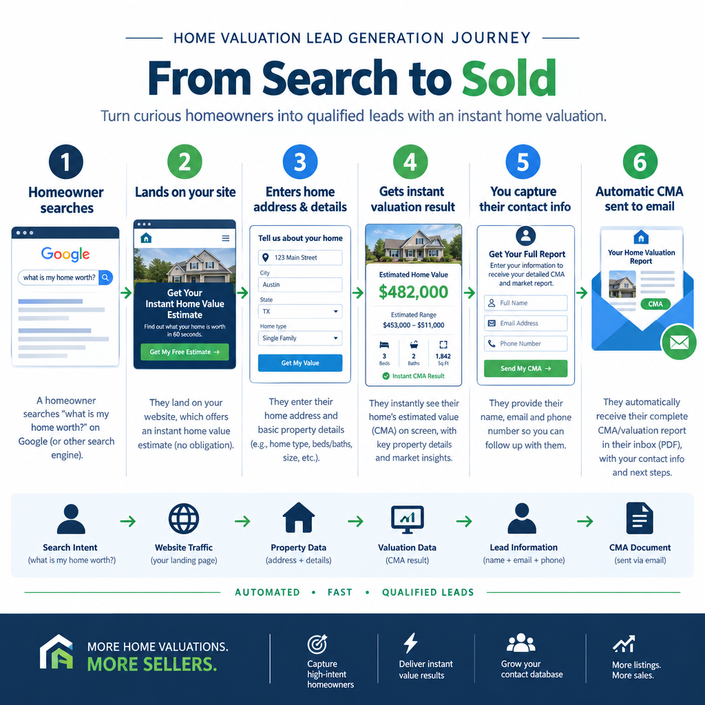 Home valuation strategy: value estimate to contact to lead