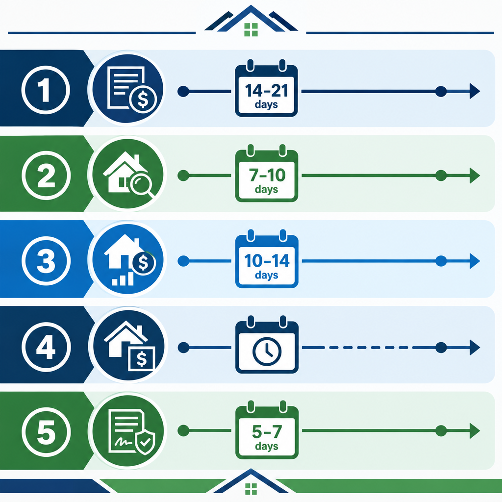 Professional illustration showing 5 major contingency types with timelines and deadlines