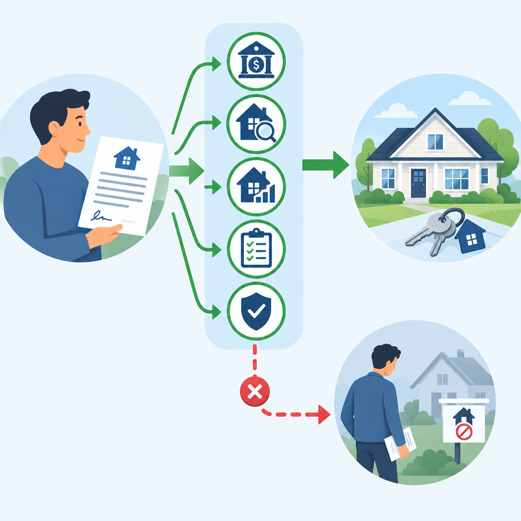 Illustration showing subject-to definition and protection with conditional requirements and exit paths