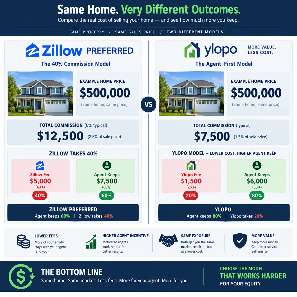 Cost breakdown showing Zillow's 40% commission vs alternatives